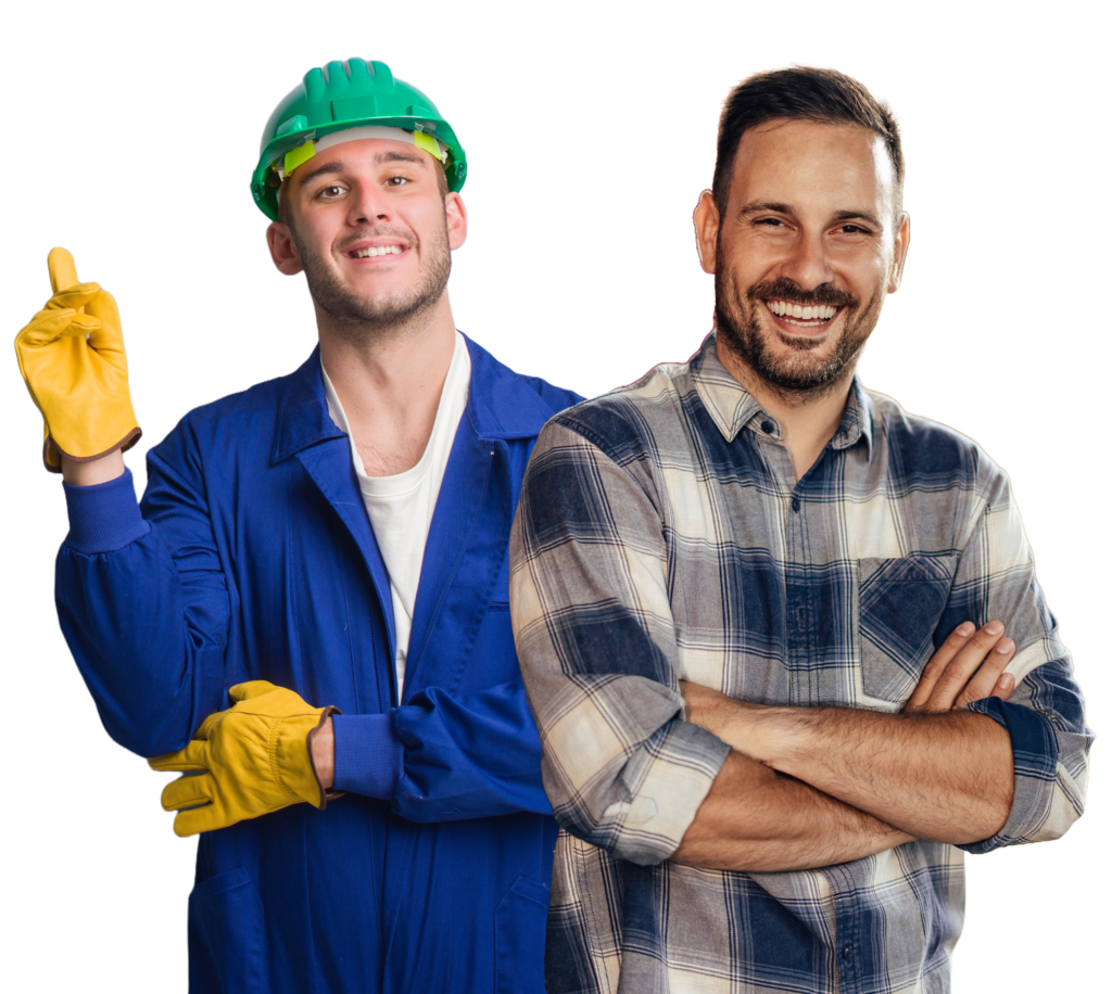 Zdjęcie przedstawia dwoje uśmiechniętych mężczyzn, który polecają studia podyplomowe w ULU